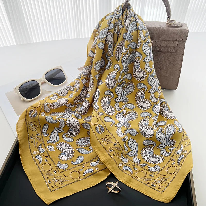 Head Scarf For Women Luxury Square Scarf Bandanna Spring/Summer Headband Hair Scarf Soft Stain Neckerchief For Dress Up you Look