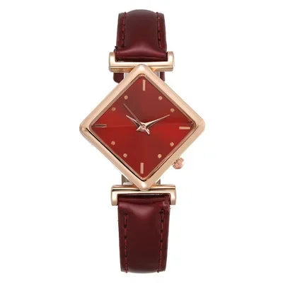 Women's Watch Elegant Rhombus Pointer Quartz Watch Retro Fashion Analog PU Leather Wrist Watch