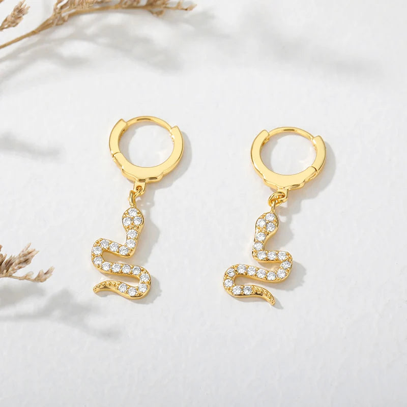 Free Shipping Zircon Geometric Earrings For Women Stainless Steel Gold Color Piercing Earring 2025 Fashion Wedding Jewelry Gift