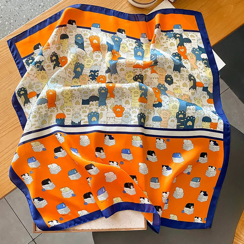 Elegant Floral Scarf for Lady Fashion Square Silk Neck Kerchief Bandana Foulard Soft Hairbands Women 2022 New Bufanda