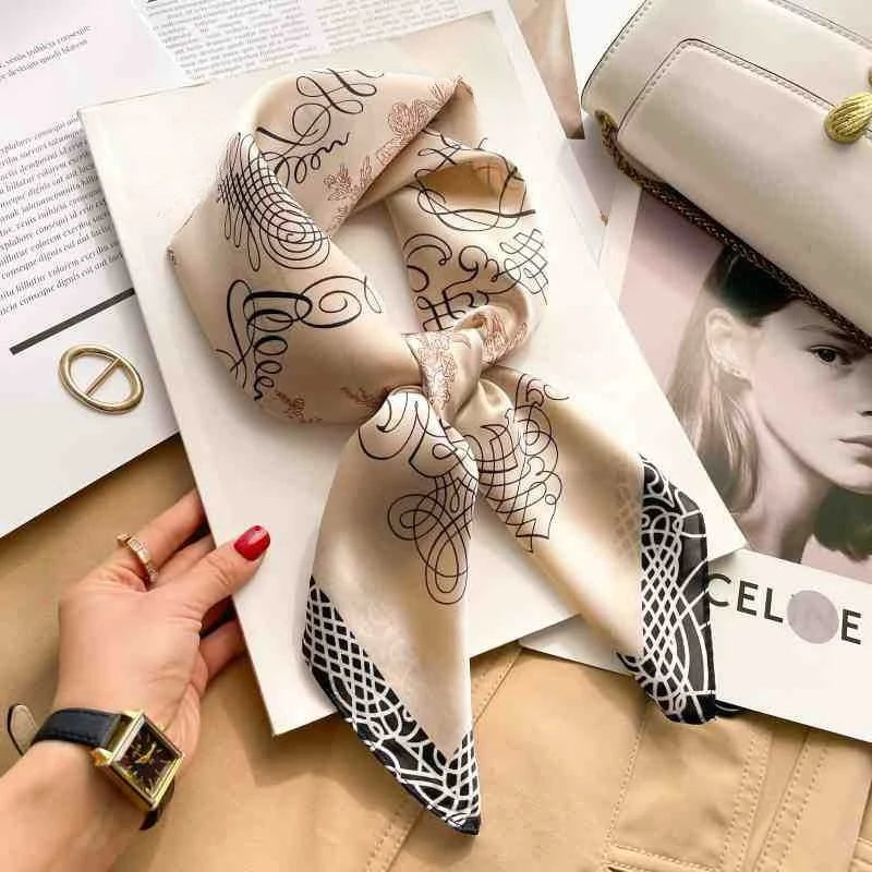 70cm Leopard Print Silk Square Scarf for Women Satin Shawl Fashion Wraps Neckerchief Female Hair Bands Ribbon Headband Bandana