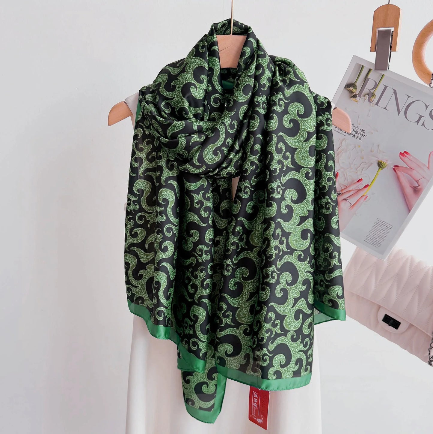 180*90cm Scarves Luxury Brand Long Silk Scarf Women Soft Shawl Wrap Muffler Hijab Bufanda Foulard Female Bandana Beach Stoles