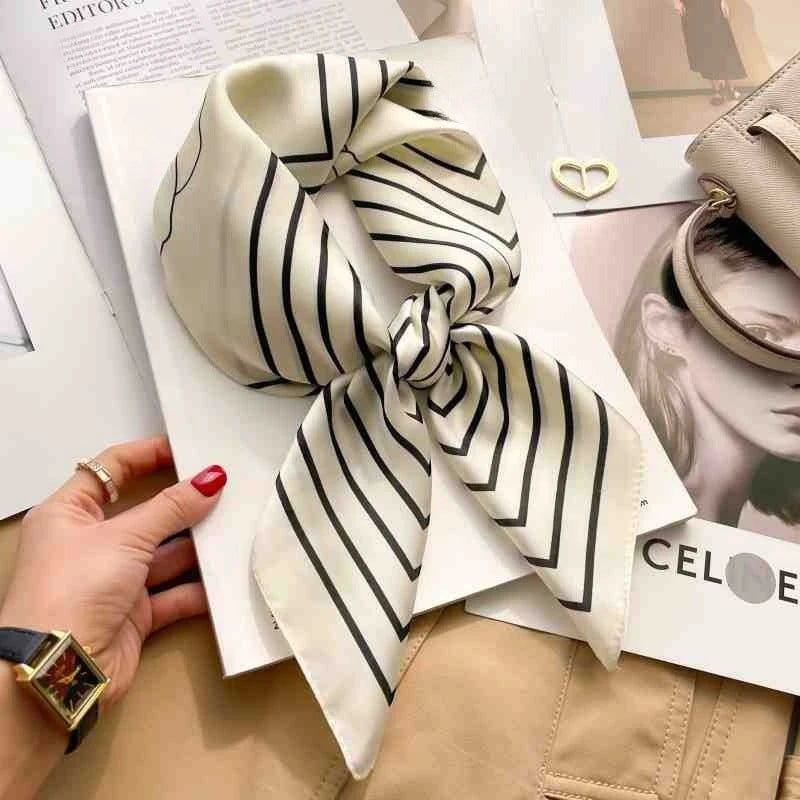 70cm Colorful Print Silk Scarf Women Fashion Kerchief Soft Satin Hairband Hands Bag Ribbon Foulard Hijab Neckerchief Headband
