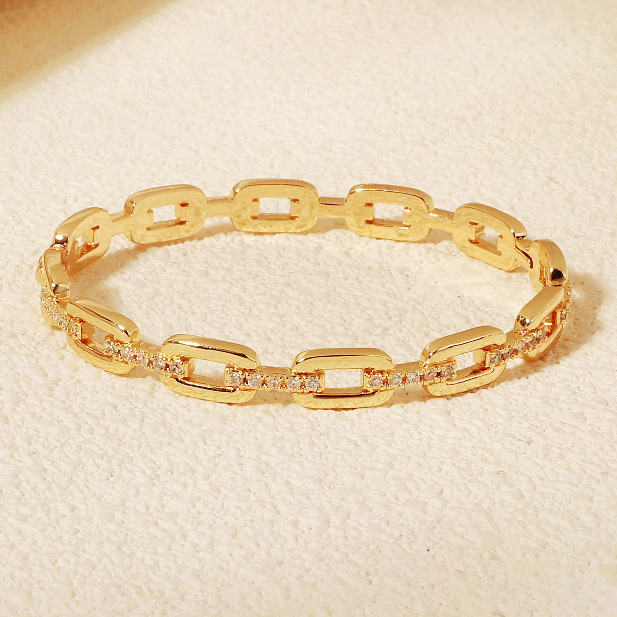 Miallo New Stainless Steel Trendy Open Bracelet Daily Bangles For Women Simple Lock Clasp Sparkling Zirconia Bracelet As Gifts