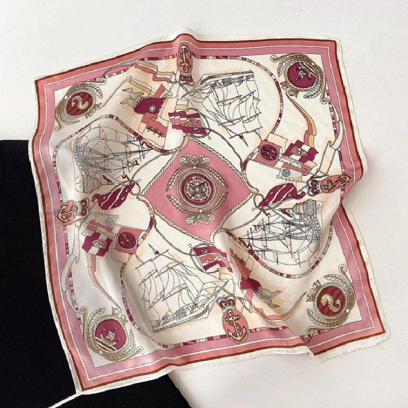 New lady Girl 70*70cm Silk Satin Hair Scarf Women Handkerchief stripe Printed Female Square Head Bandana Small Neck Muffler Hija
