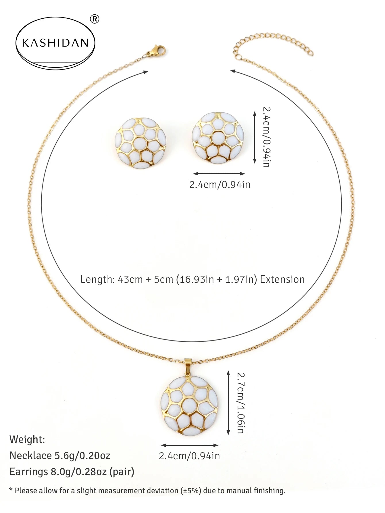 Fashion Colorful Enamel Flower Stud Earrings and Necklace Jewelry Set, Stainless Steel Waterproof Hypoallergenic Jewelry
