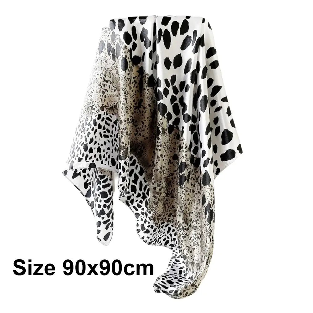 Fashion 90*90cm Square Scarf Imitation Satin Silk Leopard Printed Bandana Scarf Luxury Hip Hop Head Scarf Women