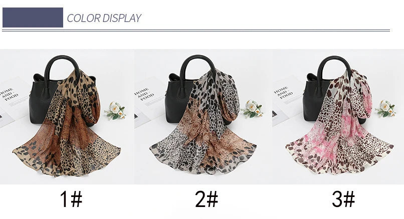 Women Leopard Patchwork Chiffon Scarf Spring Summer Sunscreen Scarves Girls Students Soft Viscose Shawl Female Wrap Shawls New