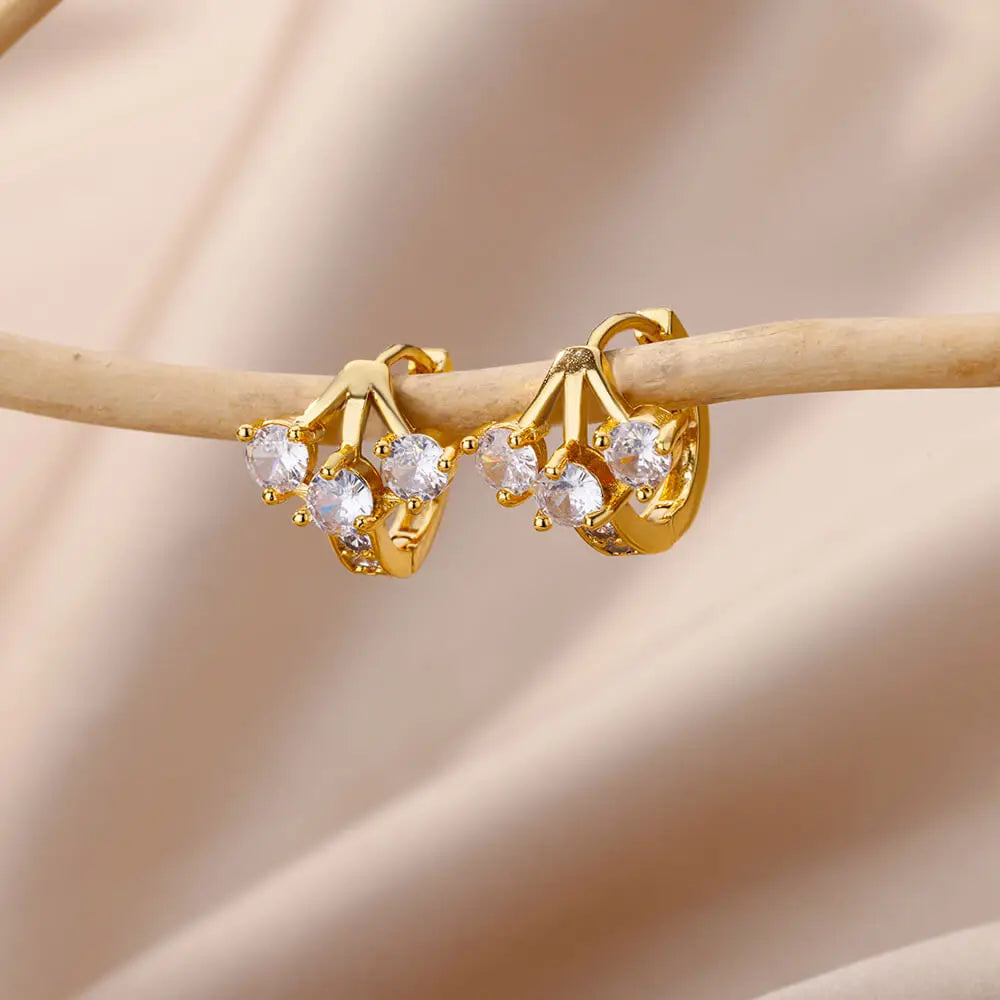 Zircon Pendientes Earring For Women Stainless Steel Hoop Piercing Earring Trending 2024 New Jewerly aretes de mujer bijoux femme
