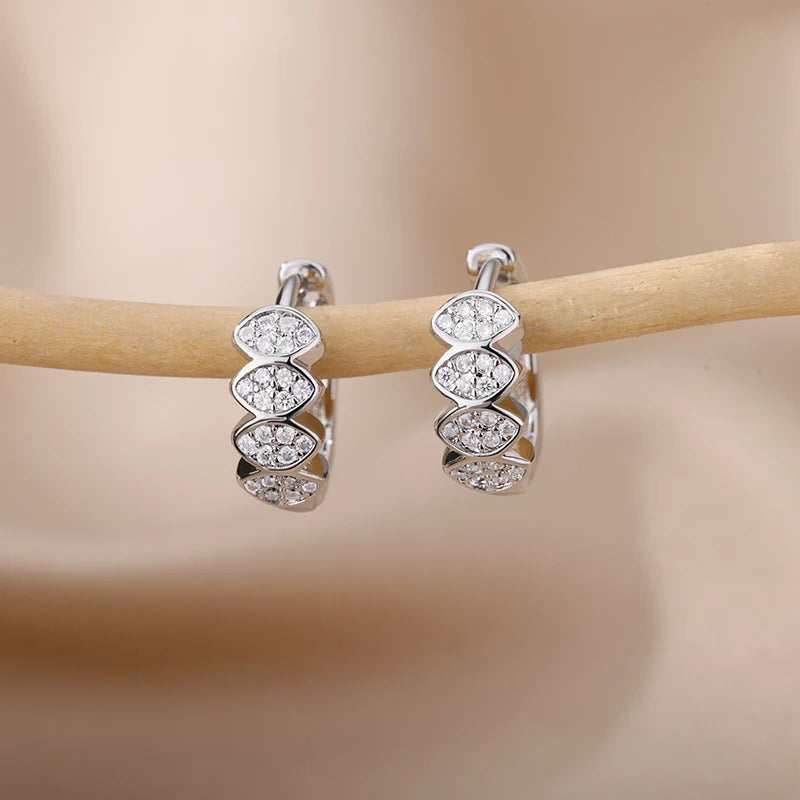 Stainless Steel Zircon Heart Earrings For Women 2023 Trending Gold Plated Hoop Earrings Piercing Jewelry Gifts Free Shipping