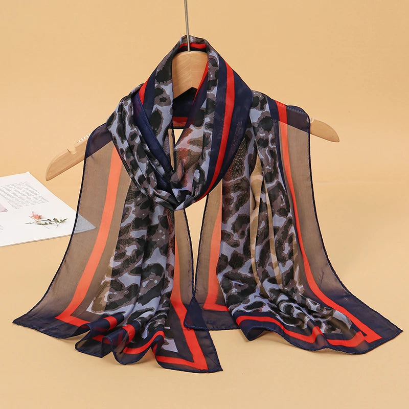 2026 New Print Chiffon Scarf Shawl Women Sunscreen Silk Scarf Turban Long Wrap Beach Travel Outdoor Accessories Trendy Headband