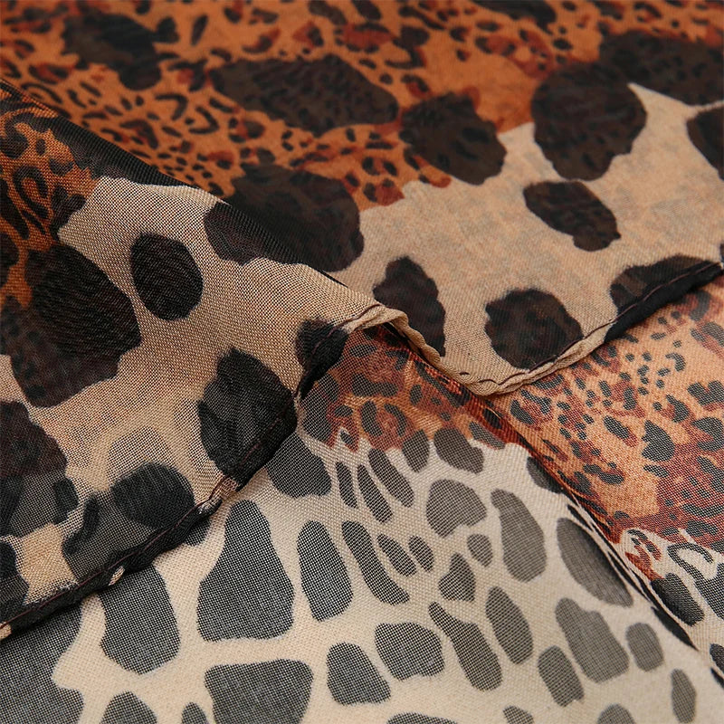 2026 Fashion Printed Leopard Chiffon Hijab Scarf Women Pareo Lady Bandanas Beach Towels Summer Muslim Veil Wrap Female Foulard