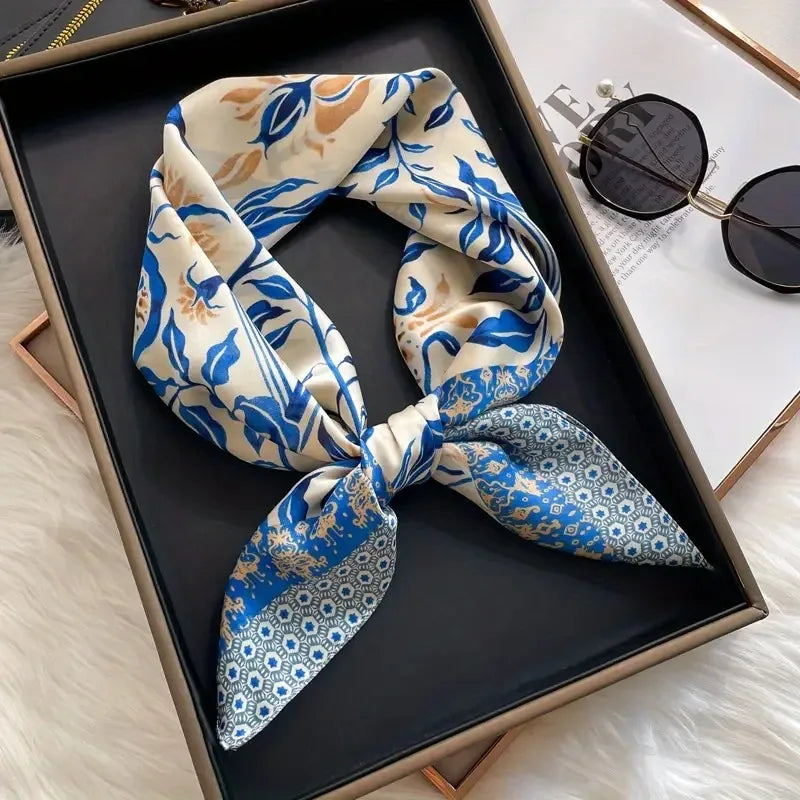 Literary Fashionable New Square Scarf Simulation Silk Silky Scarf Binding Silky Scarf Decorative Headscarf Scarf