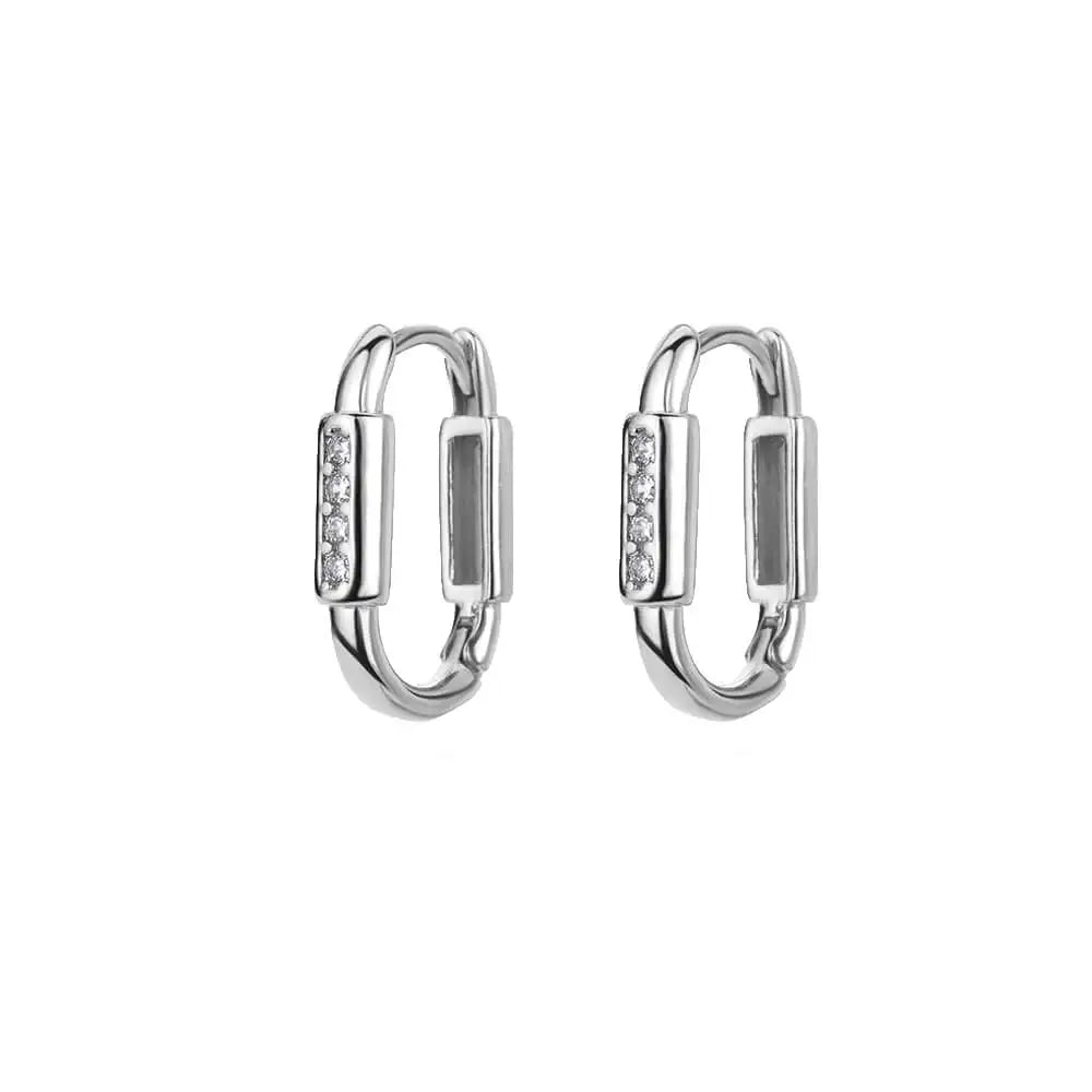 Free Shipping Zircon Geometric Earrings For Women Stainless Steel Gold Color Piercing Earring 2025 Fashion Wedding Jewelry Gift