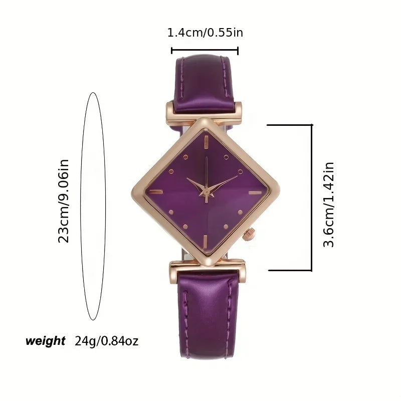 Women's Watch Elegant Rhombus Pointer Quartz Watch Retro Fashion Analog PU Leather Wrist Watch