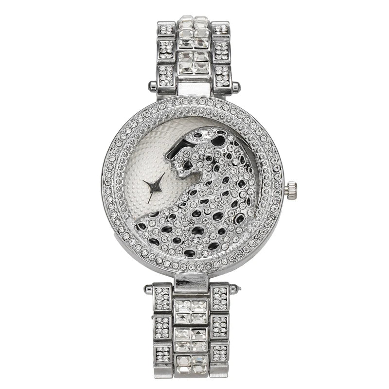 Leopard Head Women's Watches Diamonds Quartz Fashion Personality Ladies Jewelry Temperament Bracelet Watch UTHAI H30