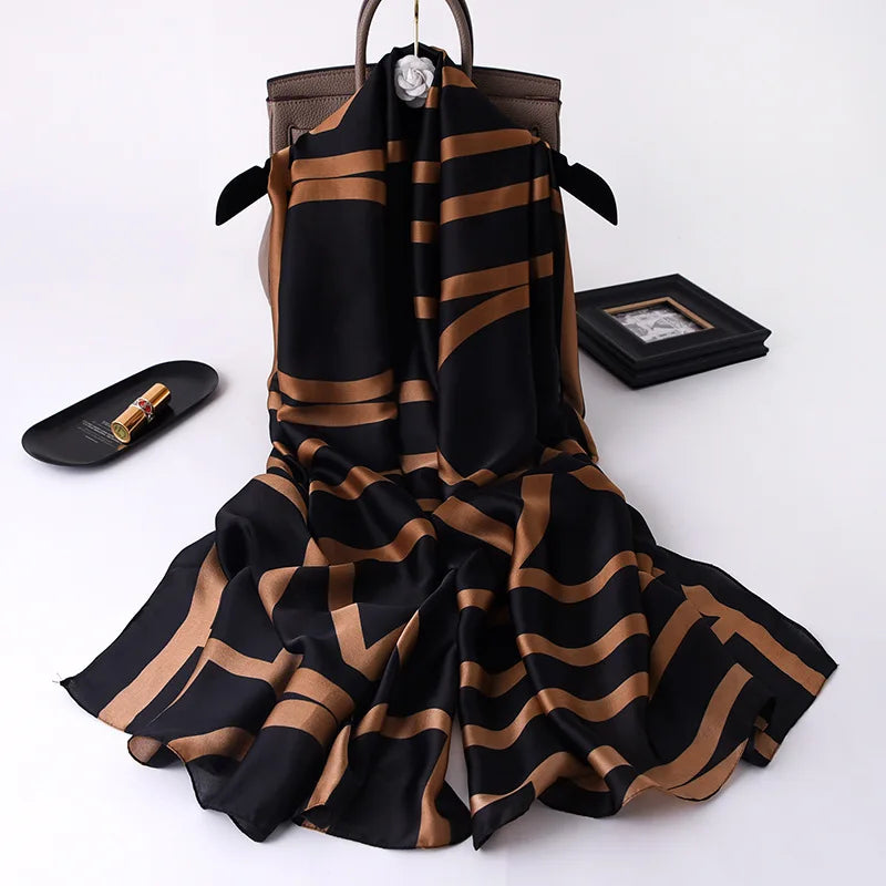 180x90 Cm Large Silk Soft Scarf Women Stylish Print Long Shawl Handkerchief Summer Elegant Travel Wrap Hot