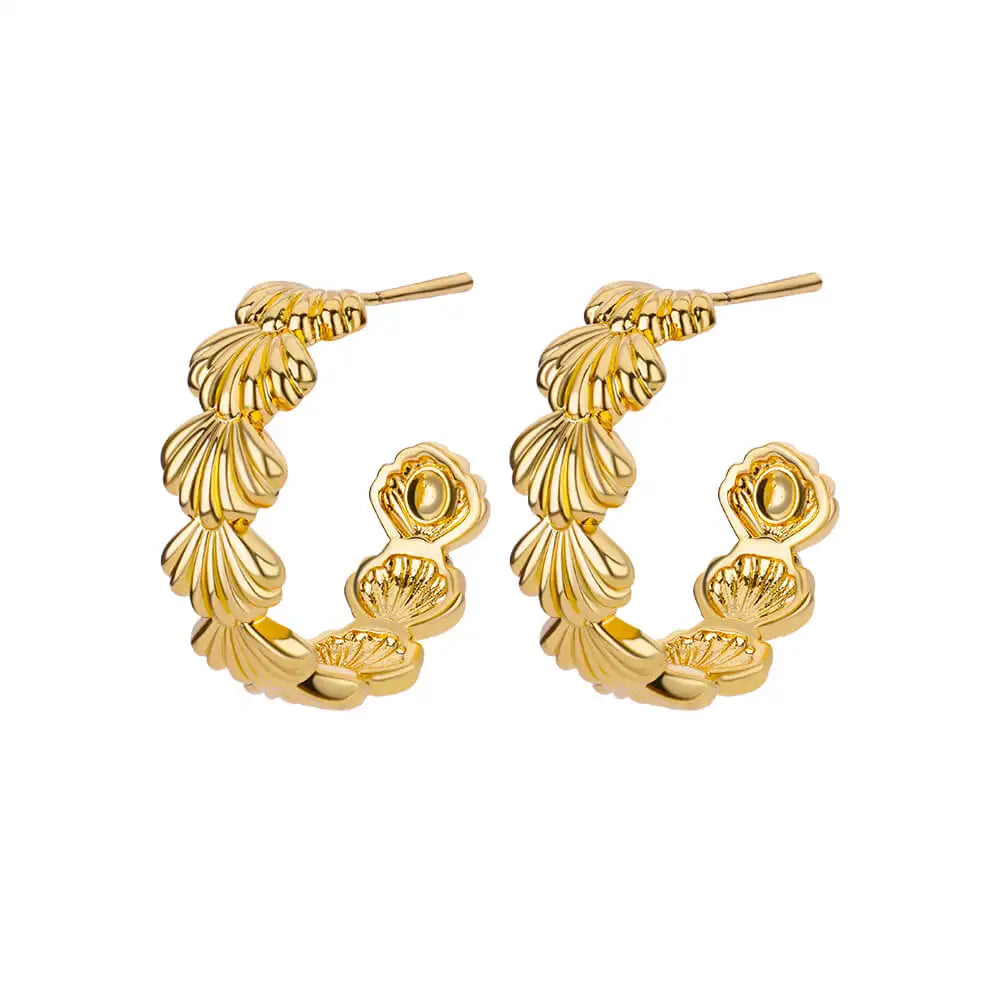 C-shaped Shell Stainless Steel Earrings For Women Korean Style Gold Plated Piercing Earring Luxury Quality Jewelry Birthday Gift