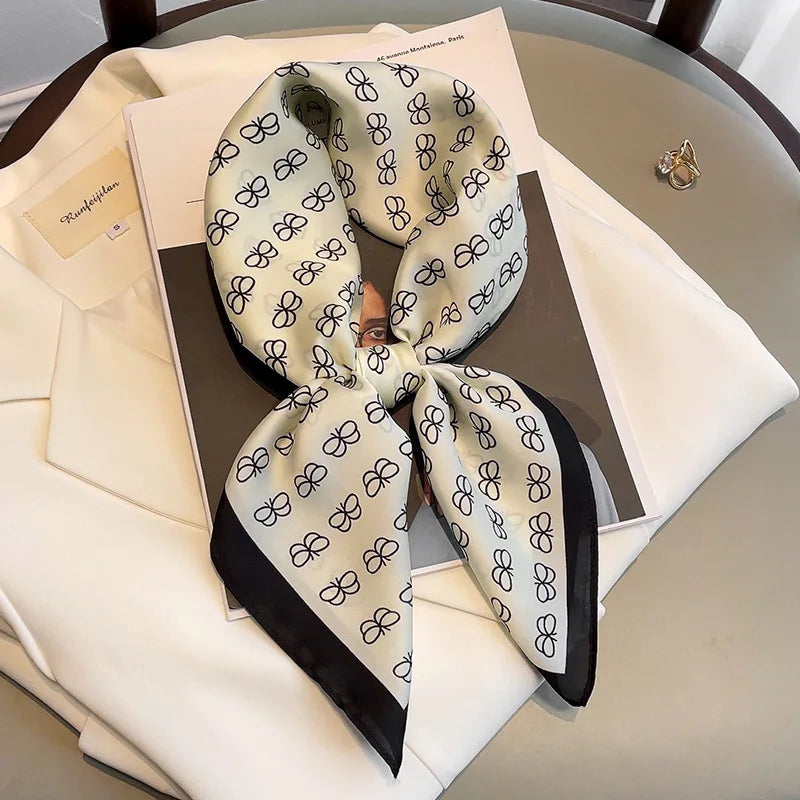 Elegant Floral Scarf for Lady Fashion Square Silk Neck Kerchief Bandana Foulard Soft Hairbands Women 2022 New Bufanda