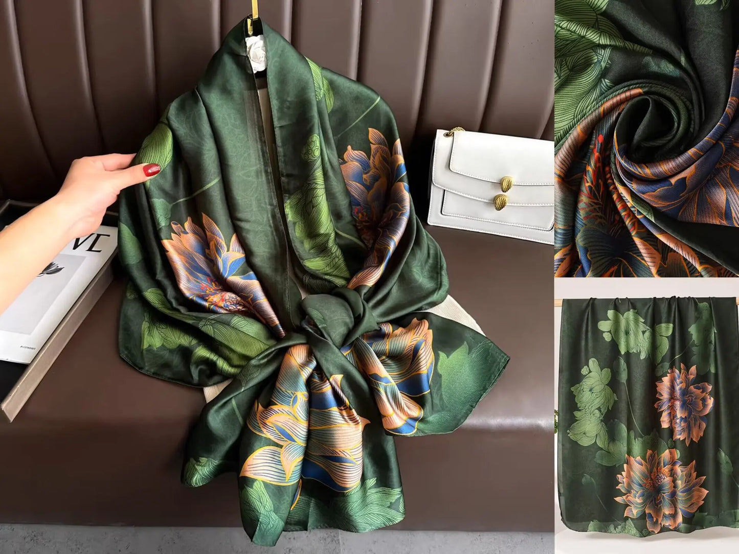 180*90cm Scarves Luxury Brand Long Silk Scarf Women Soft Shawl Wrap Muffler Hijab Bufanda Foulard Female Bandana Beach Stoles