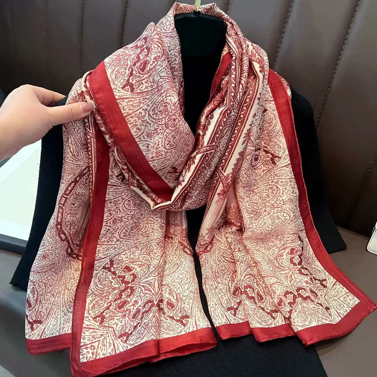 180*90cm Scarves Luxury Brand Long Silk Scarf Women Soft Shawl Wrap Muffler Hijab Bufanda Foulard Female Bandana Beach Stoles