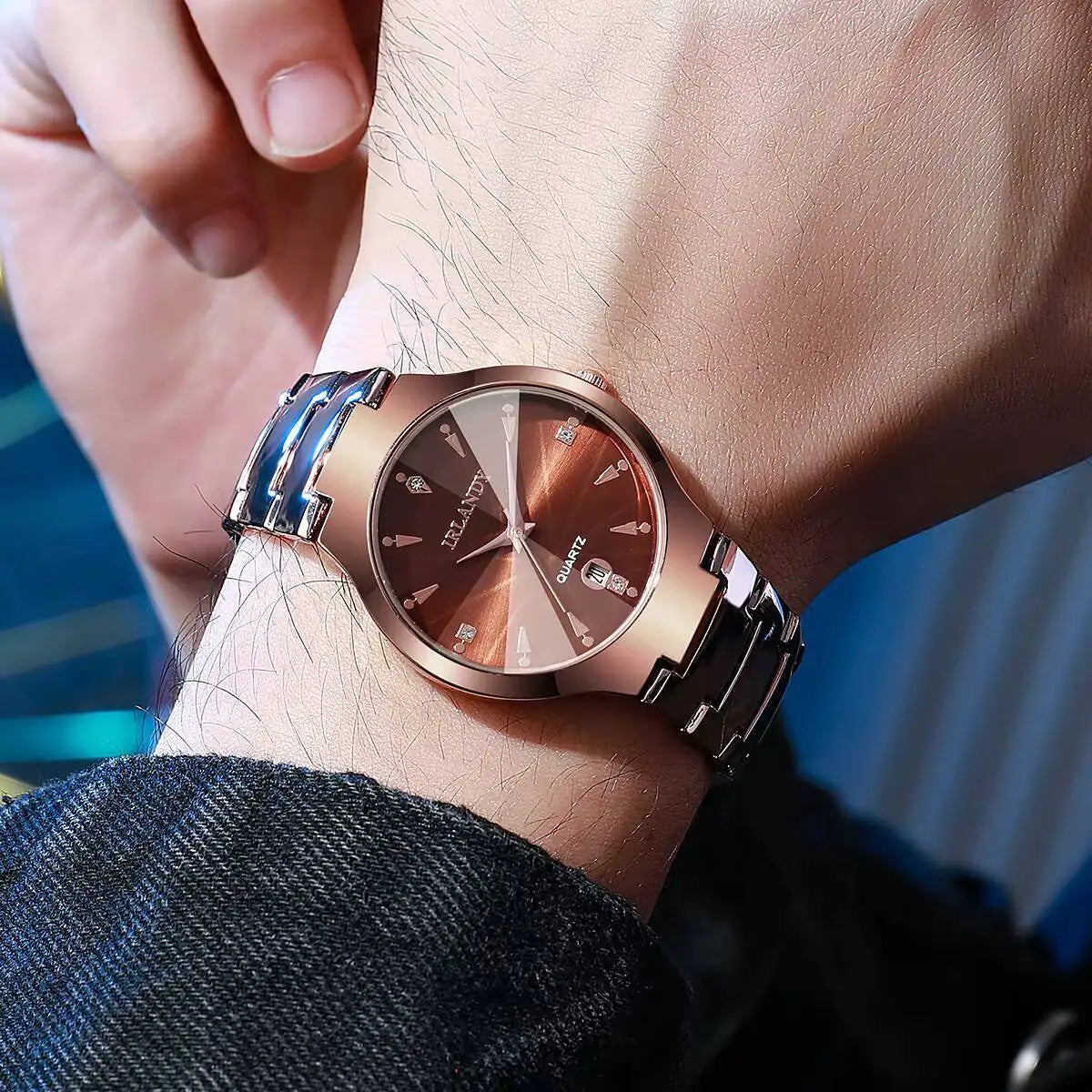 Fashion Stainless Steel Strap Men Business Watches Men's Analog Quartz Wristwatch Clock Reloj Hombre（Without Box）