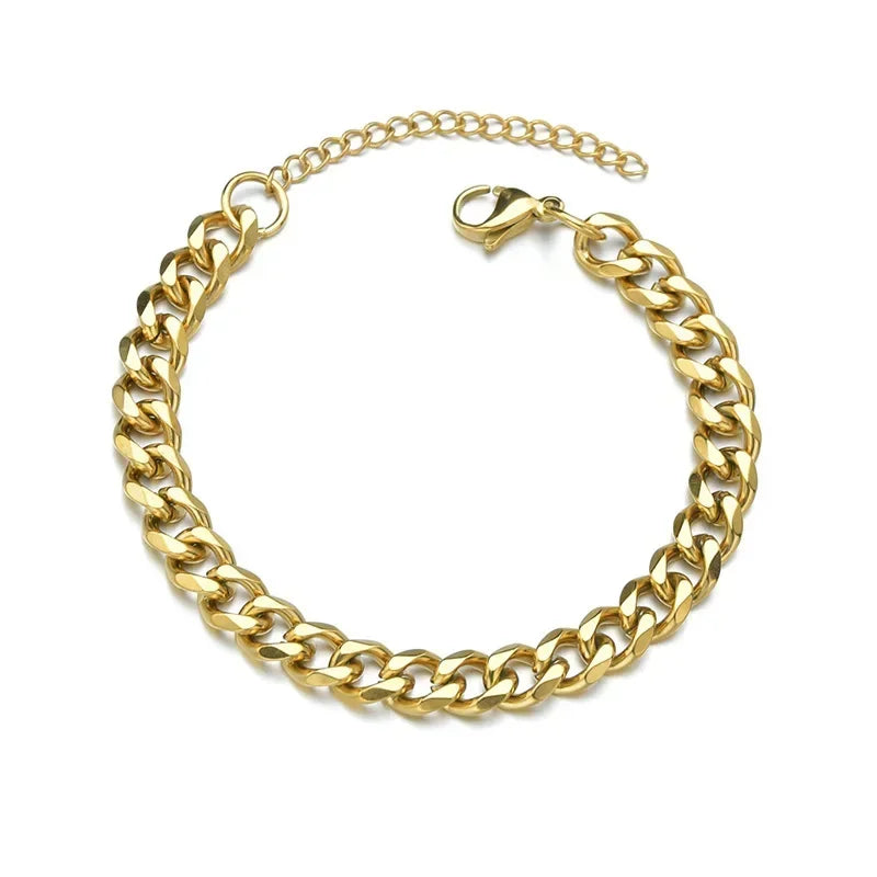 3/5/7mm Men Bracelets Stainless Steel Chain Bracelets Chunky Cuban Silver Color Link Chain Classic Punk Heavy Male Jewelry Gifts