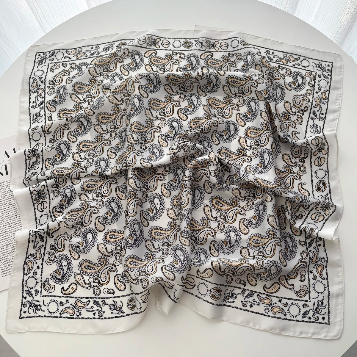 1pcs Luxury Square Scarf Cashew Print Bandana Women's Imitation Silk Scarf Casual Decoration 70cm Neckerchief Headband