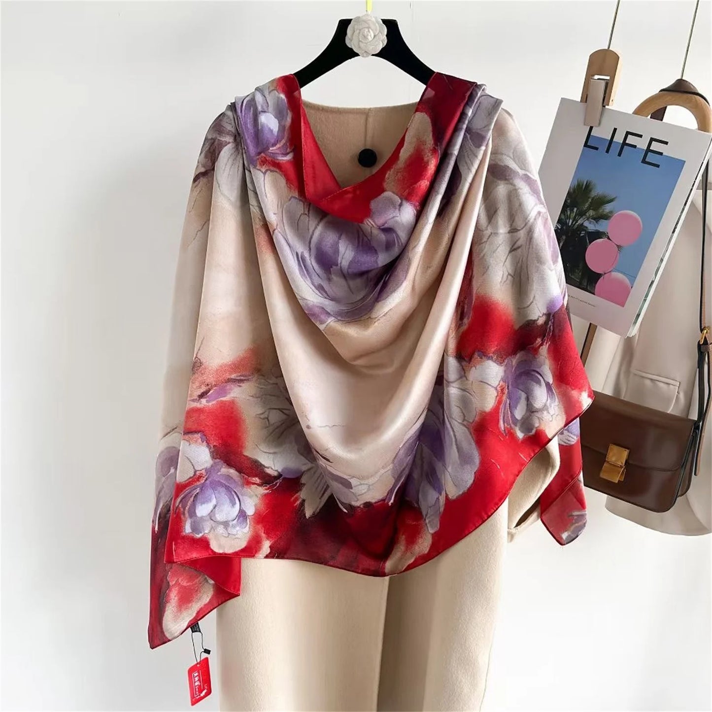 180x90 Cm Large Silk Soft Scarf Women Stylish Print Long Shawl Handkerchief Summer Elegant Travel Wrap Hot