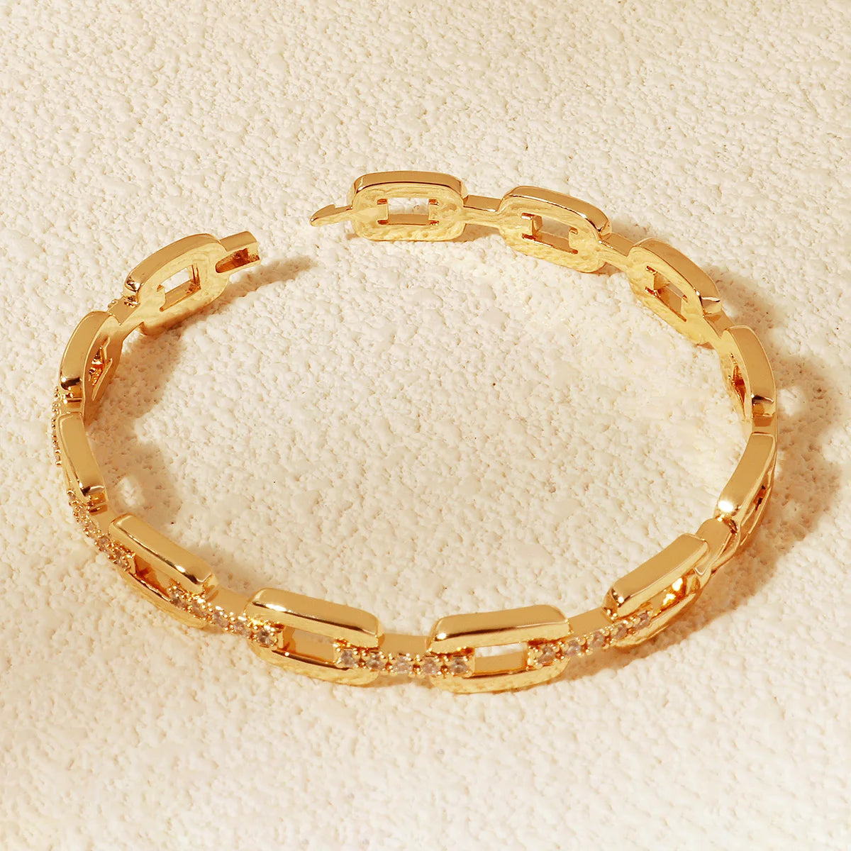 Miallo New Stainless Steel Trendy Open Bracelet Daily Bangles For Women Simple Lock Clasp Sparkling Zirconia Bracelet As Gifts