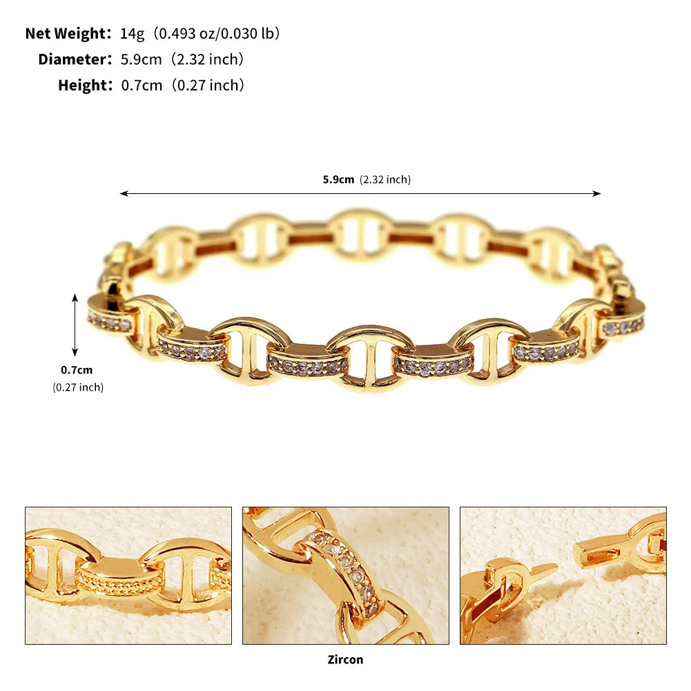 Miallo New Stainless Steel Trendy Open Bracelet Daily Bangles For Women Simple Lock Clasp Sparkling Zirconia Bracelet As Gifts