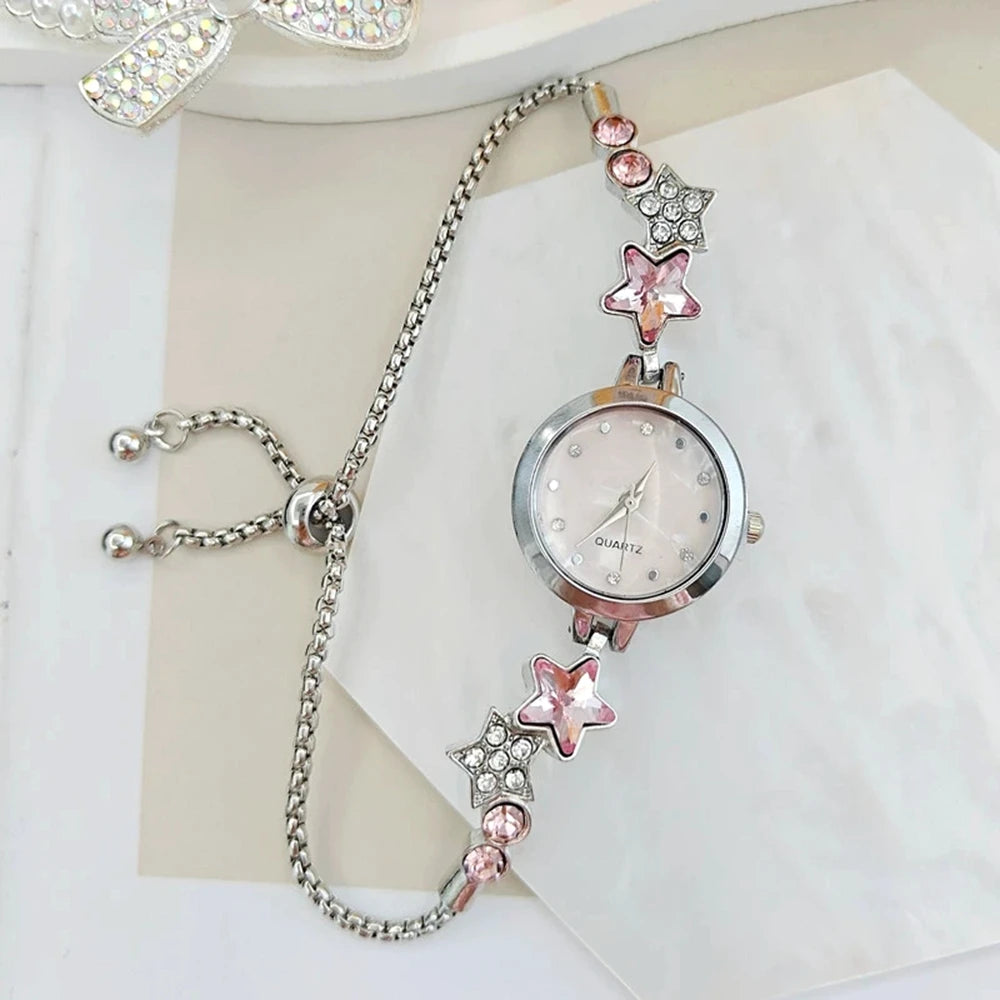 New Fashion Women Watches Simple Rhineston Luxury Watch Women Pentagram Wristwatch Clock Watch Quartz Watch Relogio Feminino