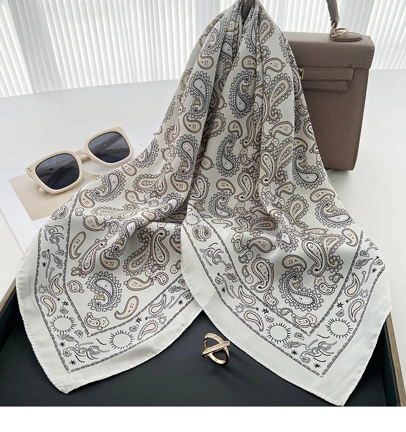 Head Scarf For Women Luxury Square Scarf Bandanna Spring/Summer Headband Hair Scarf Soft Stain Neckerchief For Dress Up you Look