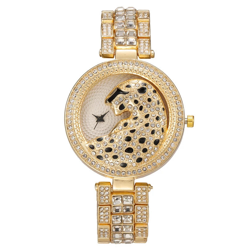 Leopard Head Women's Watches Diamonds Quartz Fashion Personality Ladies Jewelry Temperament Bracelet Watch UTHAI H30
