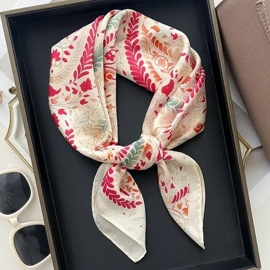 New Silk Square Scarf Women Retro Paisley Cashew Print Neckerchief Female Foulard Head Hijab Hairband Soft Neck Bag Ribbon Satin