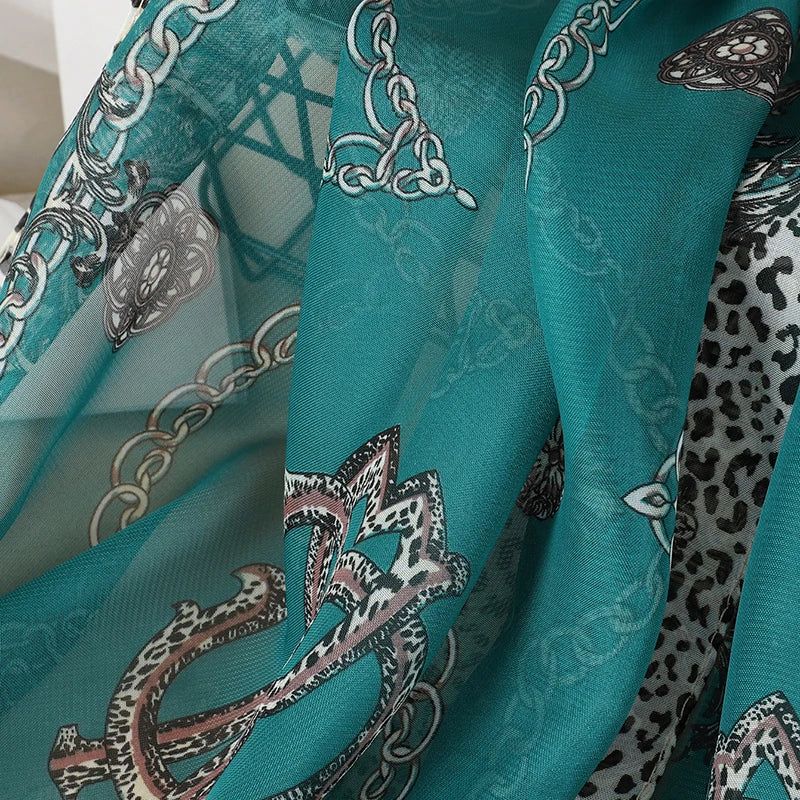 2026 New Print Chiffon Scarf Shawl Women Sunscreen Silk Scarf Turban Long Wrap Beach Travel Outdoor Accessories Trendy Headband