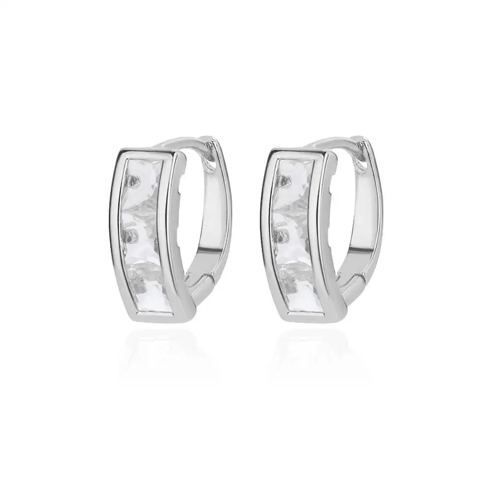 Free Shipping Zircon Geometric Earrings For Women Stainless Steel Gold Color Piercing Earring 2025 Fashion Wedding Jewelry Gift