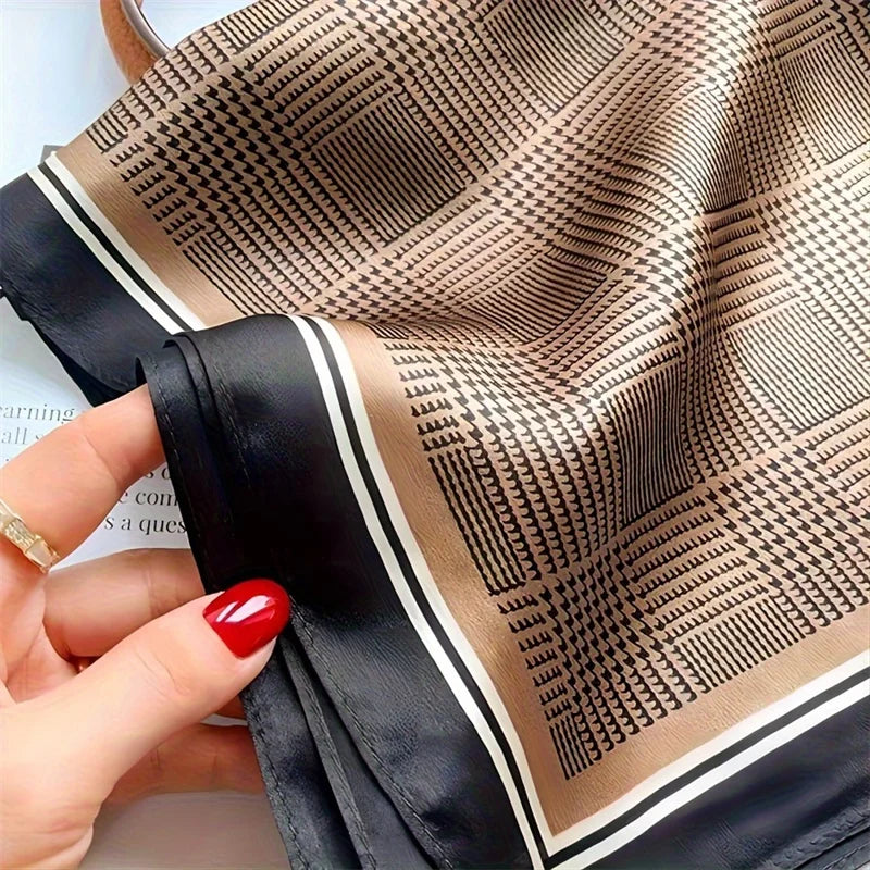 New lady Girl 70*70cm Silk Satin Hair Scarf Women Handkerchief stripe Printed Female Square Head Bandana Small Neck Muffler Hija