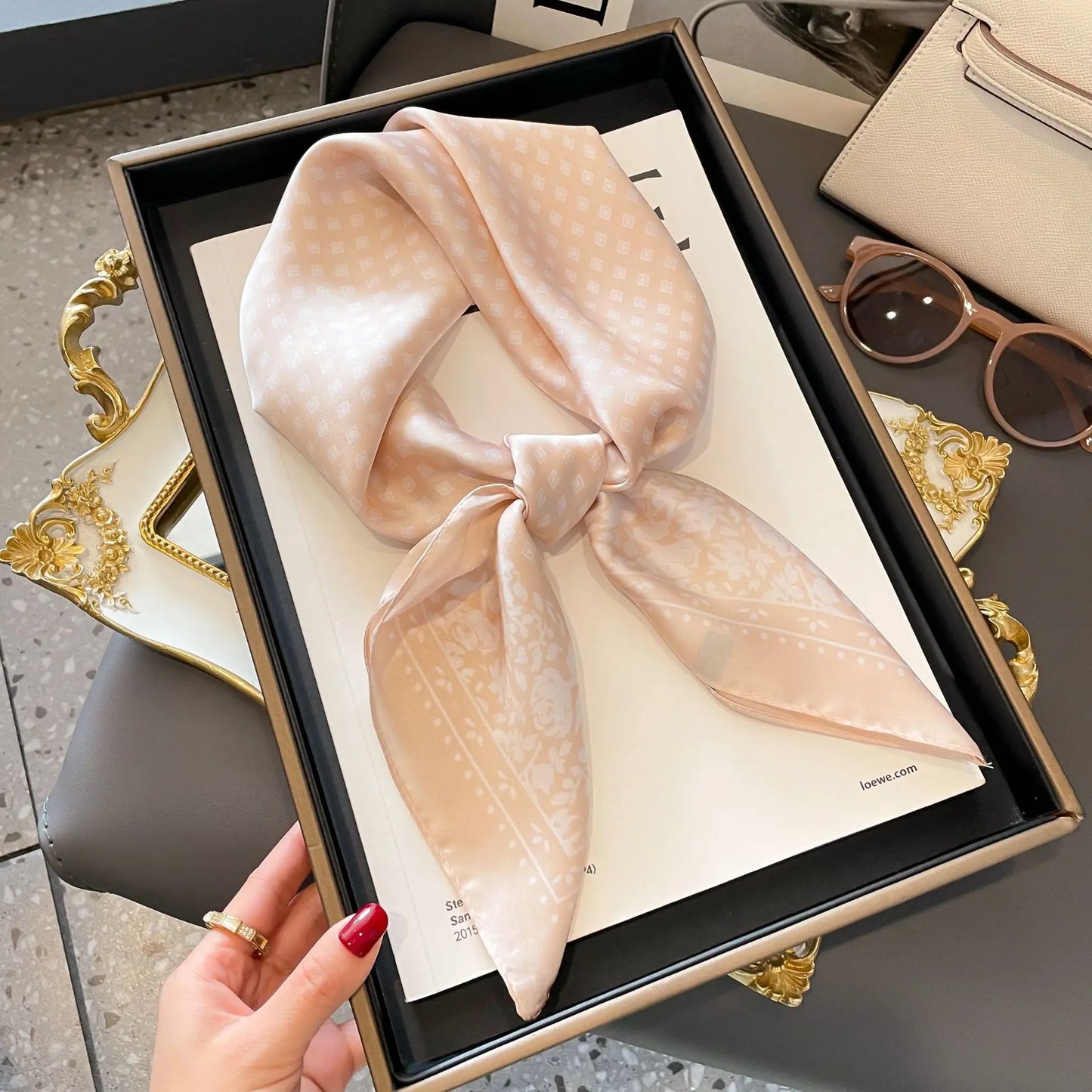 Luxury Horse  Silk Shawl Square Scarf For Women Print Hijab Summer Wraps Neckerchief Female 70*70cm Handkerchief Bandana Girl