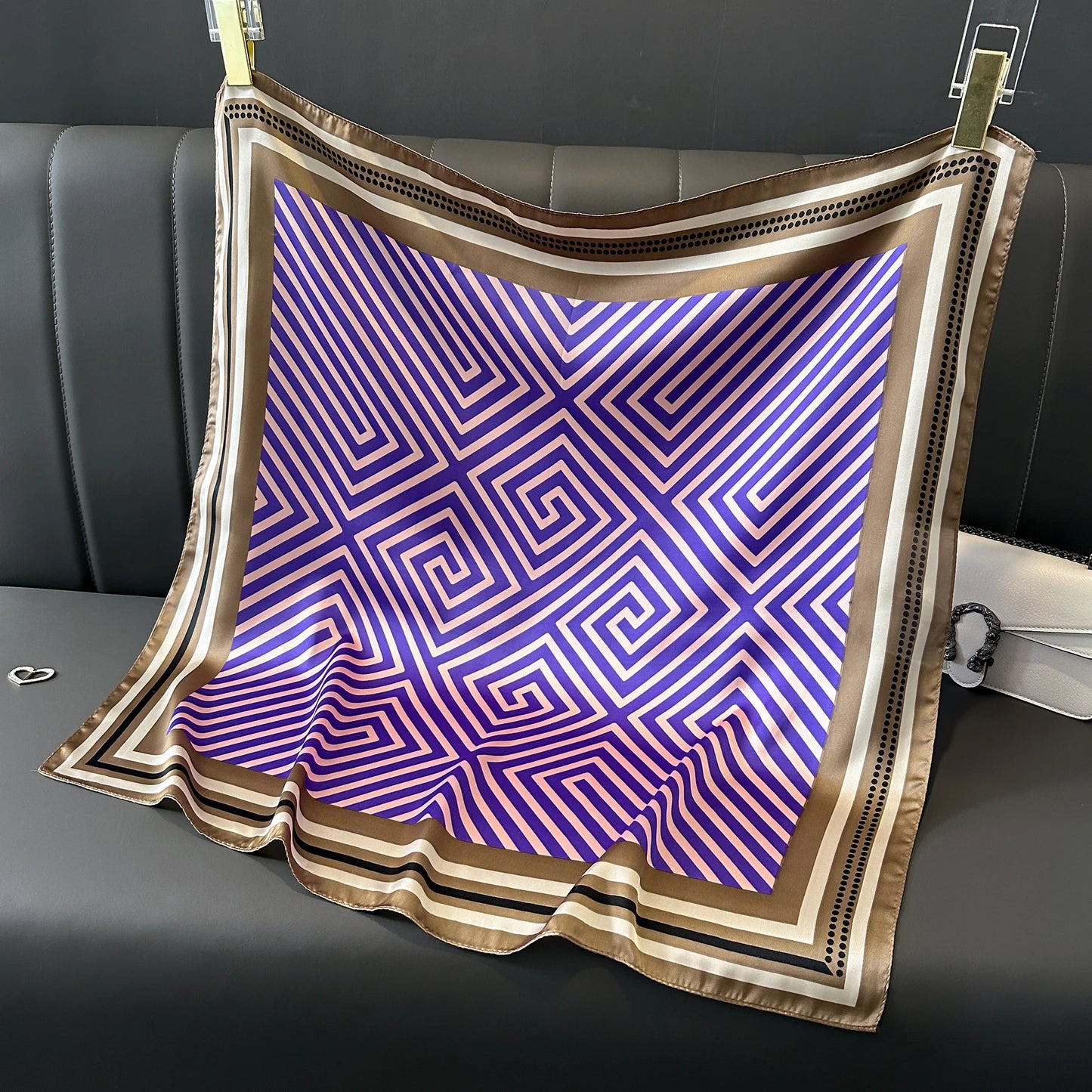 New lady Girl 70*70cm Silk Satin Hair Scarf Women Handkerchief stripe Printed Female Square Head Bandana Small Neck Muffler Hija