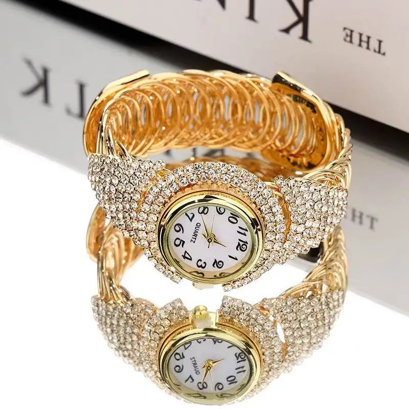 Women Gold Full Diamond Watch Ladies Wrist Watches Luxury Brand Rhinestone Women's Bracelet Watches Female Relogio Feminino