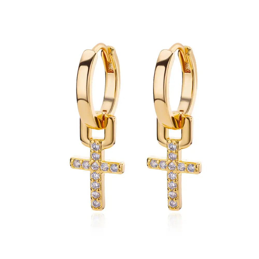 Stainless Steel Zircon Cross Dangle Earrings For Women Girls Cross Earring 2023 Trending Couple Wedding Aesthetic Jewelry  Gifts
