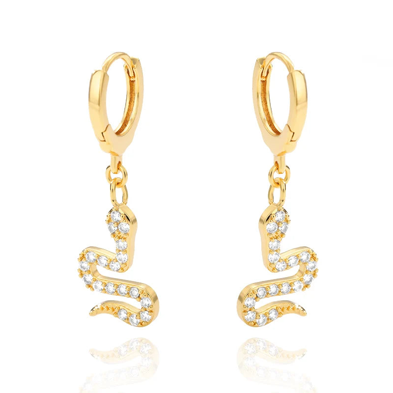 Free Shipping Zircon Geometric Earrings For Women Stainless Steel Gold Color Piercing Earring 2025 Fashion Wedding Jewelry Gift