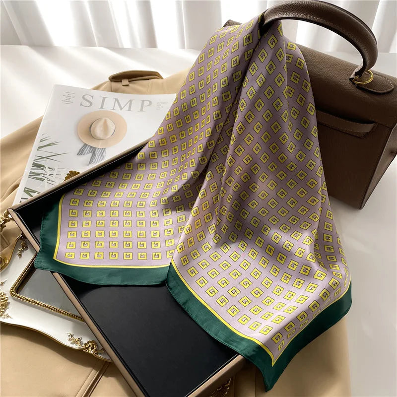 Luxury Horse  Silk Shawl Square Scarf For Women Print Hijab Summer Wraps Neckerchief Female 70*70cm Handkerchief Bandana Girl