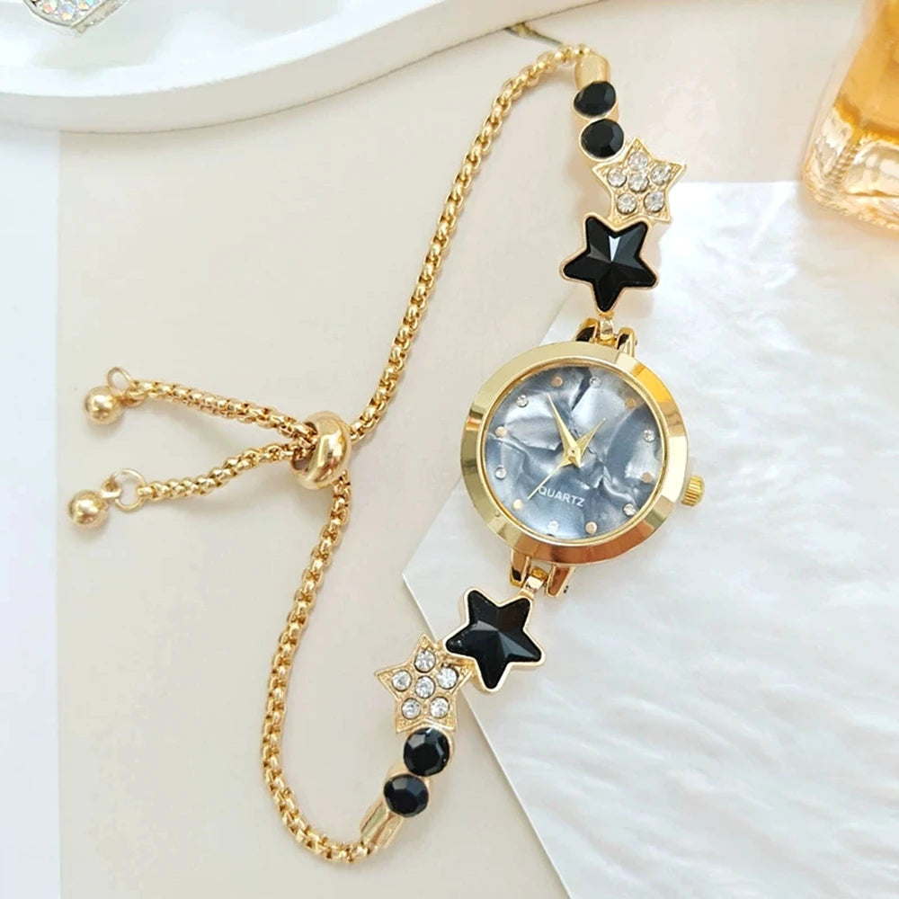 New Fashion Women Watches Simple Rhineston Luxury Watch Women Pentagram Wristwatch Clock Watch Quartz Watch Relogio Feminino