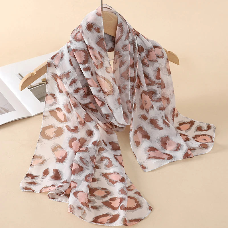 2026 New Print Chiffon Scarf Shawl Women Sunscreen Silk Scarf Turban Long Wrap Beach Travel Outdoor Accessories Trendy Headband