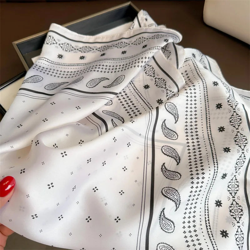 Paisley Cashew Print 70*70cm Silk Square Scarf Women Neck Tie Soft Satin Neckerchief Female Foulard Headband Hijab Decorate Hand