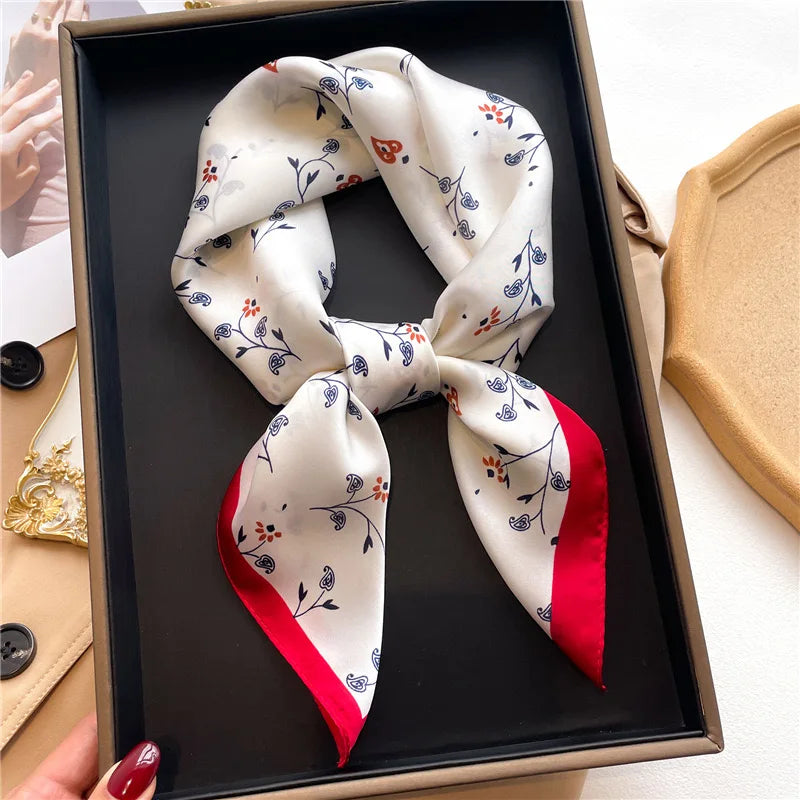 New Silk Square Scarf Women Retro Paisley Cashew Print Neckerchief Female Foulard Head Hijab Hairband Soft Neck Bag Ribbon Satin