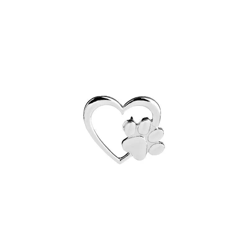 Heart with Paw Badge Brooch Alloy Love Heart with Dog Paw Designs Brooches Gifts for Jewelry Making Clothes Bags Supplies