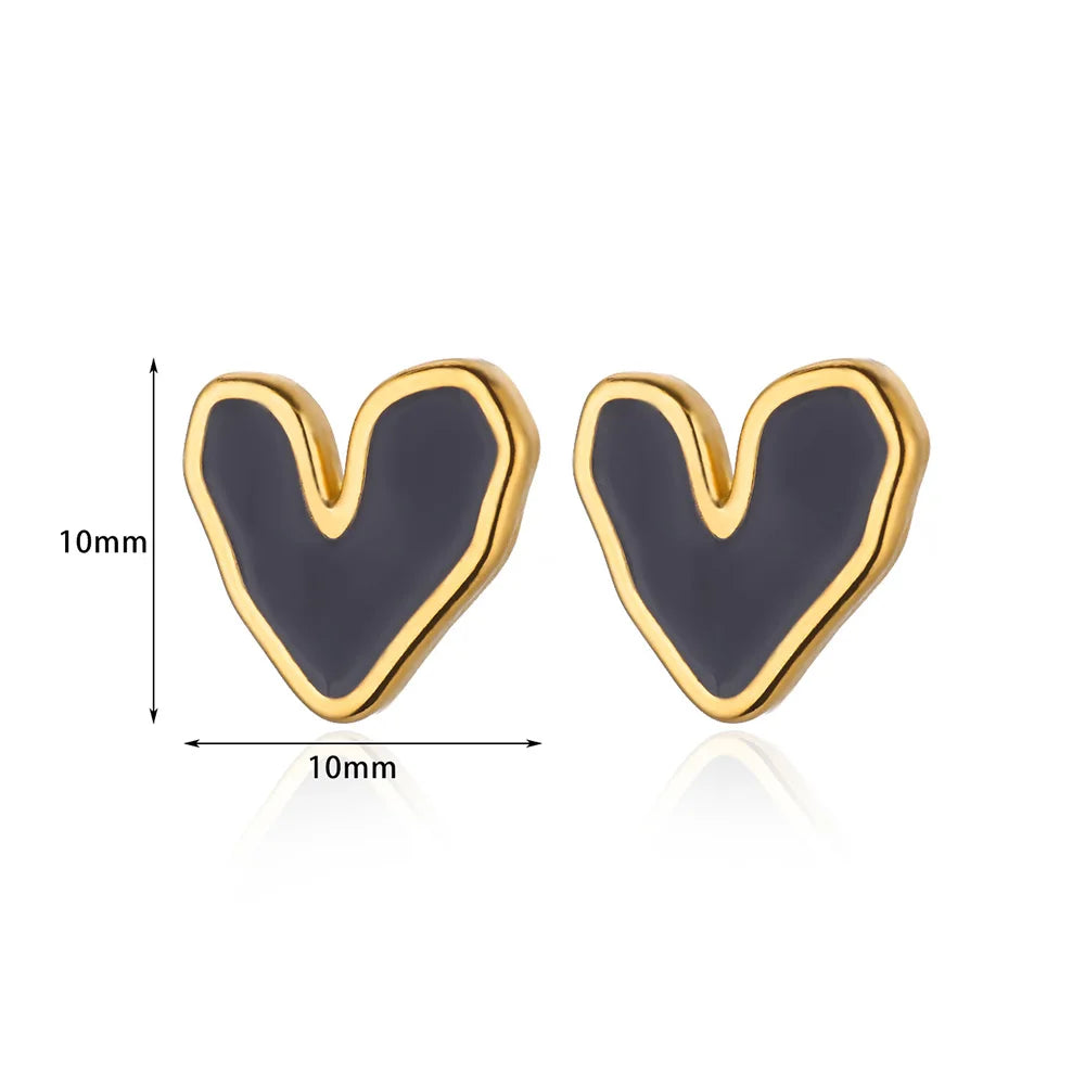 White Heart Shape Stud Earrings For Women Stainless Steel Aesthetic Heart Earring Wedding Christmas Fashion Jewelry Accessories